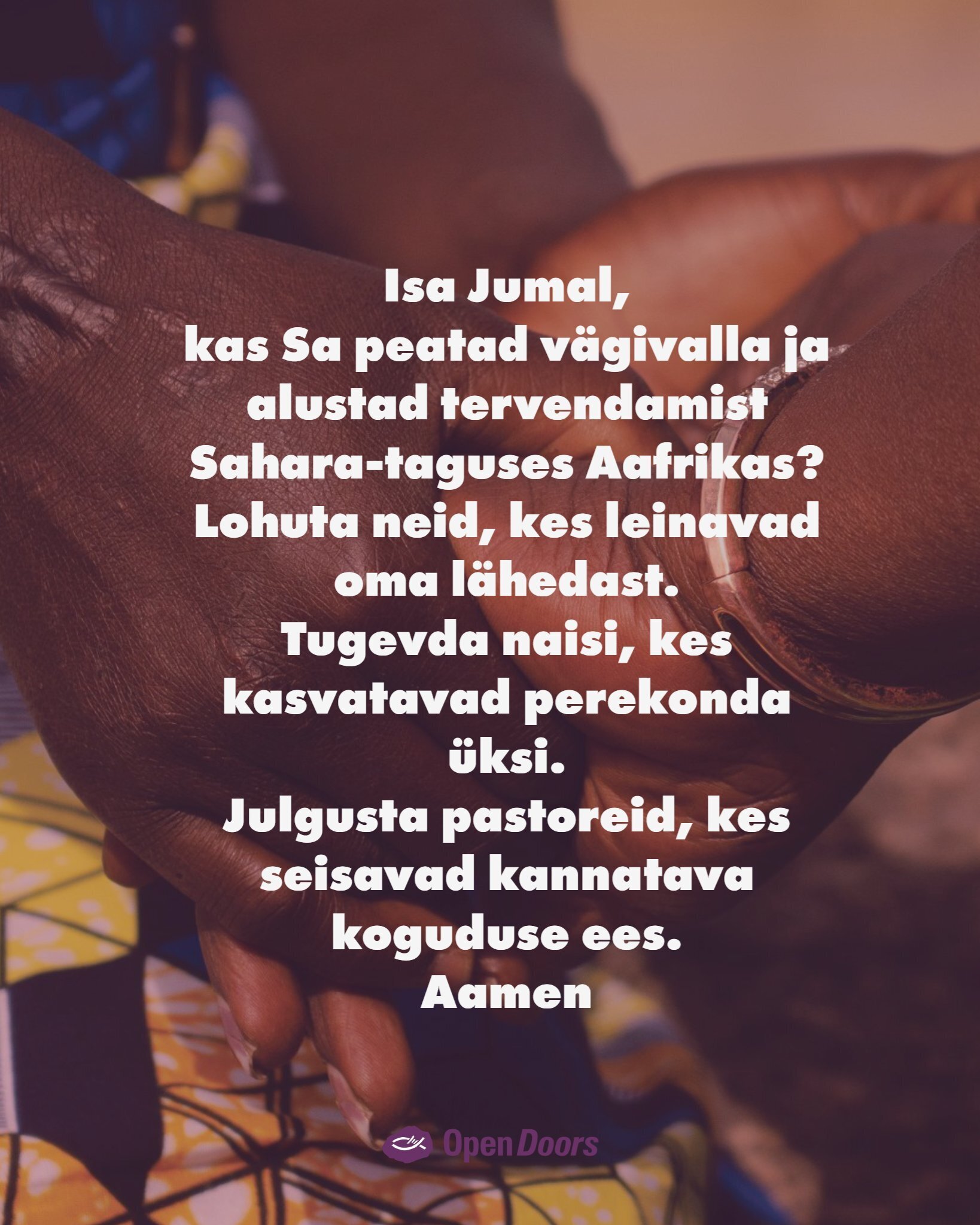 Palveta oma vendade ja õdede eest Aafrikas